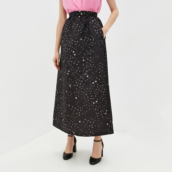 NWT Maska Mode Imperial black & white star print voluminous maxi skirt, M - Picture 5 of 11